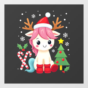 Vinilos Para Cristales Unicornio de Navidad Lindo Mágico Xmas Niñas Bebé 