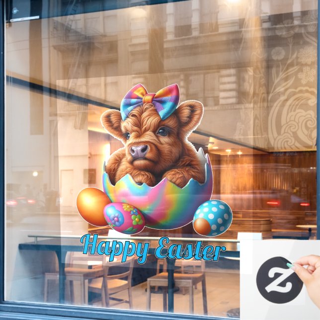 Vinilos Para Cristales Vaca Highland de Pascua (Ventana de cafetería)