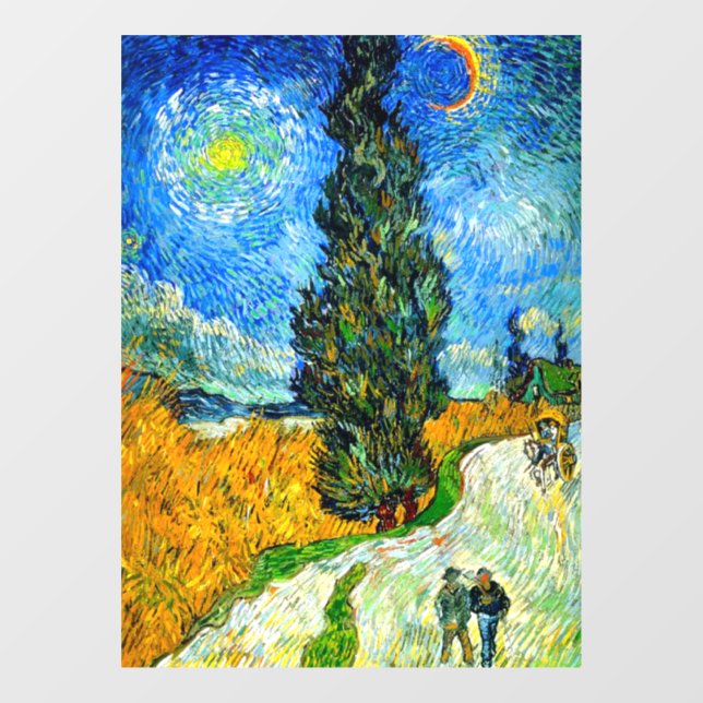 Vinilos Para Cristales Van Gogh Road con Cypress y Star (Hoja)