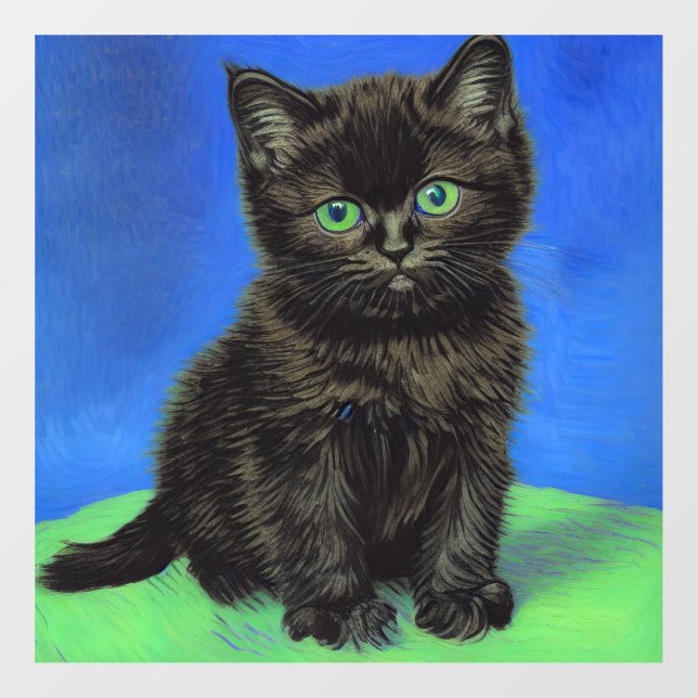 Vinilos Para Cristales Van Gogh Style Black Kitten (Hoja)