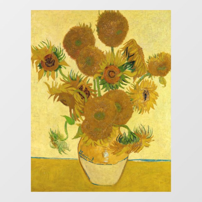 Vinilos Para Cristales Van Gogh - Vase con 15 girasoles (Hoja)