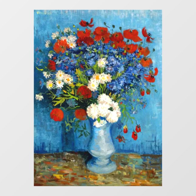 Vinilos Para Cristales Van Gogh Vase con Cornflowers y Poppies (Hoja)