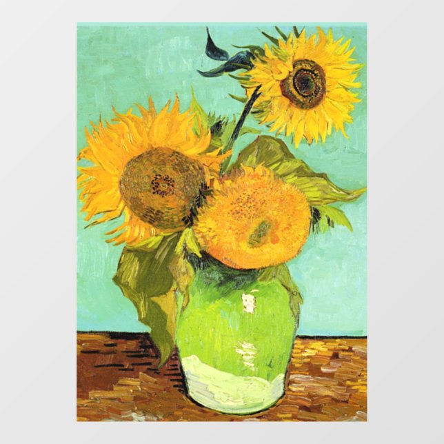Vinilos Para Cristales Van Gogh - Vase con tres girasoles (Hoja)