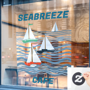 Vinilos Para Cristales Veleros y olas del Seabreeze Cafe