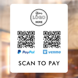 Vinilos Para Cristales Venmo Paypal Examen de código QR para pagar logoti