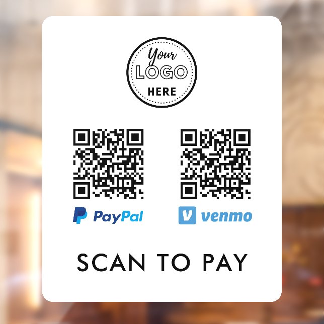 Vinilos Para Cristales Venmo Paypal Examen de código QR para pagar logoti (Hoja 2)