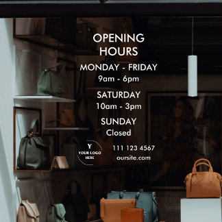 Vinilos Para Cristales Ventana adhesiva de horarios comerciales personali
