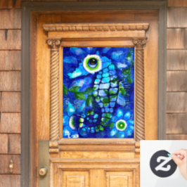 Vinilos Para Cristales Ventana Cling Whimsical Big-Eyes Seahorse Art Blue