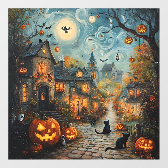 Vinilos Para Cristales Ventana de aldea fantasma Cling (Hoja)