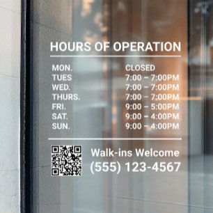 Vinilos Para Cristales Ventana de código QR de horas de operación