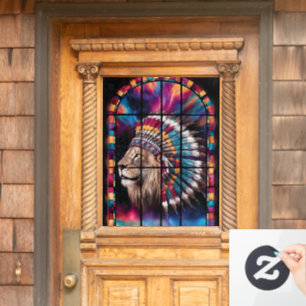 Vinilos Para Cristales Ventana de vidrio manchado tema del tigre nativo a