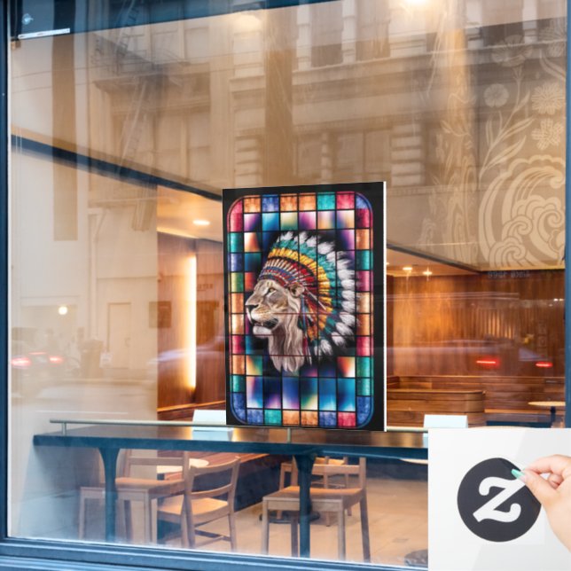 Vinilos Para Cristales Ventanilla de vidrio manchado retroiluminado con m (Ventana de cafetería)