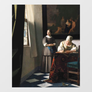 Vinilos Para Cristales Vermeer - Dama escribiendo una carta con su emplea