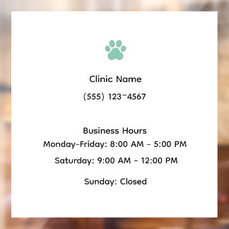Vinilos Para Cristales Veterinary Clinic Hours Window Cling