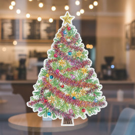 Vinilos Para Cristales Vibrant Holiday Christmas Tree Window Cling