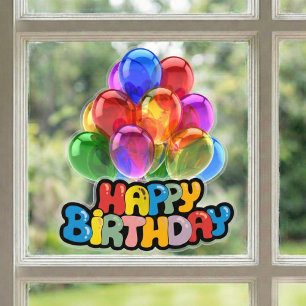 Vinilos Para Cristales Vibrante Globo Feliz Día de Aniversario Llamado a 