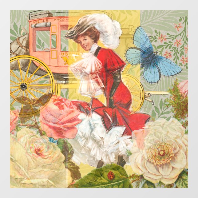 Vinilos Para Cristales Victoriana Lady Woman Fun Carriage (Hoja)