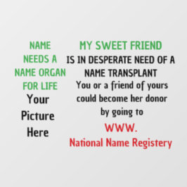 Vinilos Para Cristales Vidrio de Ventana de Donante Adherido