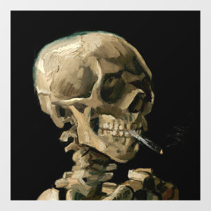 Vinilos Para Cristales Vincent van Gogh - Calavera con cigarrillo en llam