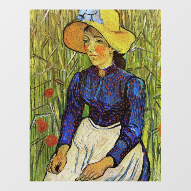 Vinilos Para Cristales Vincent van Gogh - Chica campesino en Gorra de paj (Hoja)