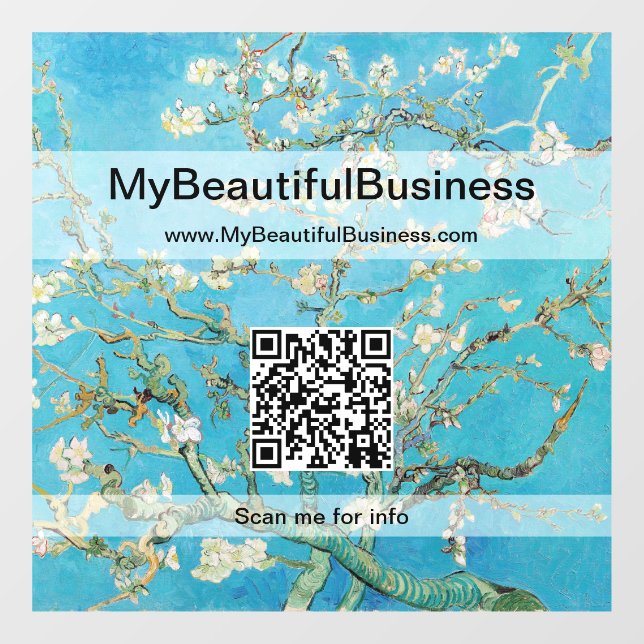 Vinilos Para Cristales Vincent Van Gogh - Código QR de la flor de almendr (Hoja)