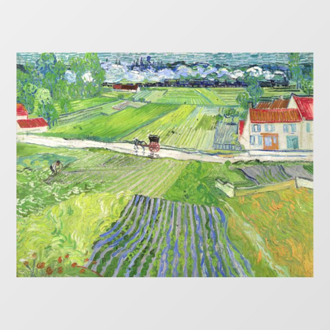 Vinilos Para Cristales Vincent van Gogh - Paisaje con Carriaje y Tren (Hoja)