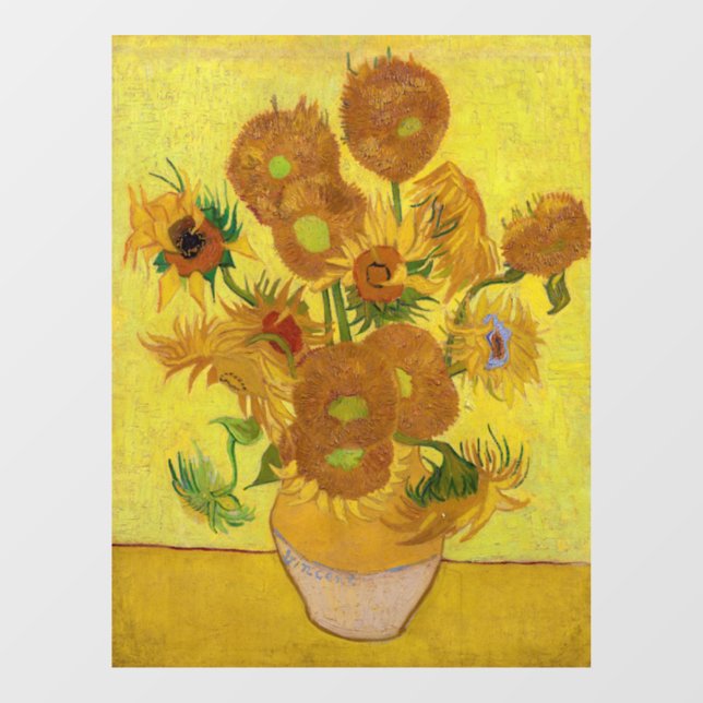 Vinilos Para Cristales Vincent van Gogh - Vase con quince girasoles (Hoja)