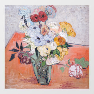 Vinilos Para Cristales Vincent van Gogh - Vase con Rosas y anemones