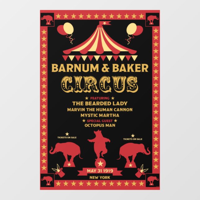 Vinilos Para Cristales Viñetas originales inspiran la camiseta del circo (Hoja)