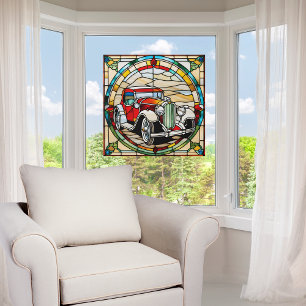 Vinilos Para Cristales Vintage Car Faux Sained Glass
