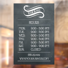 Vinilos Para Cristales Vintage Chalkboard Business Logo Hours Decling