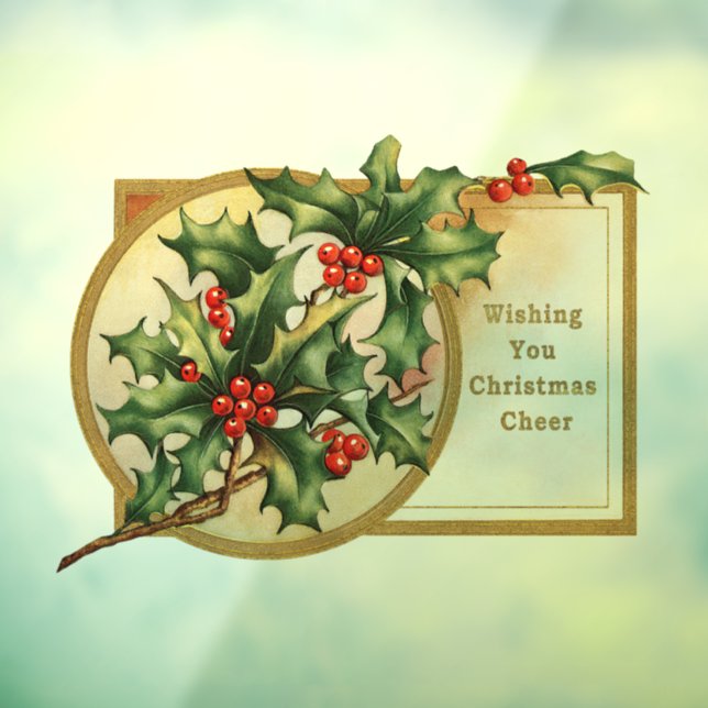 Vinilos Para Cristales Vintage Christmas Greetings Holly (Hoja 3)