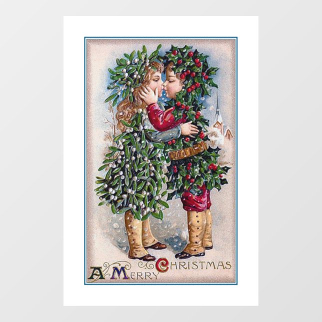 Vinilos Para Cristales Vintage Christmas Kiss Window Cling (Hoja)