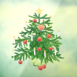 Vinilos Para Cristales Vintage Christmas Tree with a Star & Heart Cookie