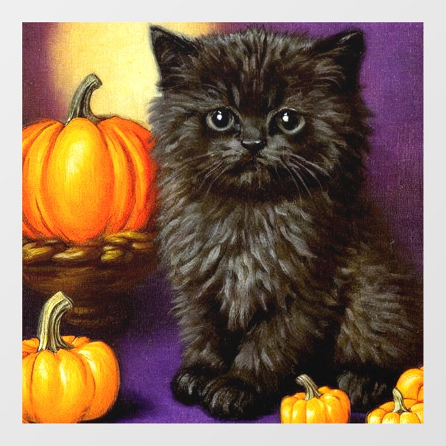 Vinilos Para Cristales Vintage Halloween Kitten (Hoja)