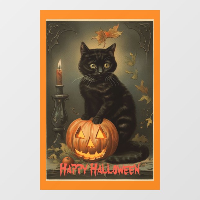 Vinilos Para Cristales Vintage Halloween Kitten Window Cling (Hoja)