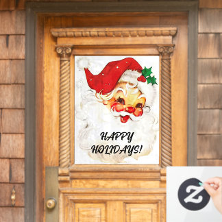 Vinilos Para Cristales Vintage Santa "Happy Holidays"