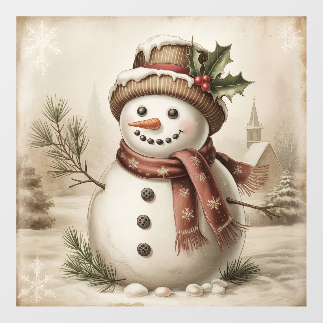 Vinilos Para Cristales Vintage Snowman Window Cling (Hoja)