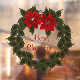 Vinilos Para Cristales Vinyl, Navidades de Wreath de Poinsettia Roja