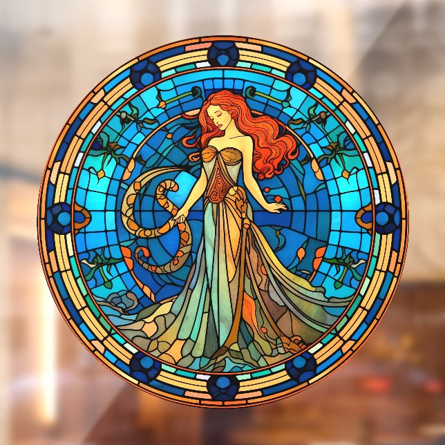 Vinilos Para Cristales Virgo Zodiac Rótulo Faux Stained Vidrio Cling (Hoja 2)