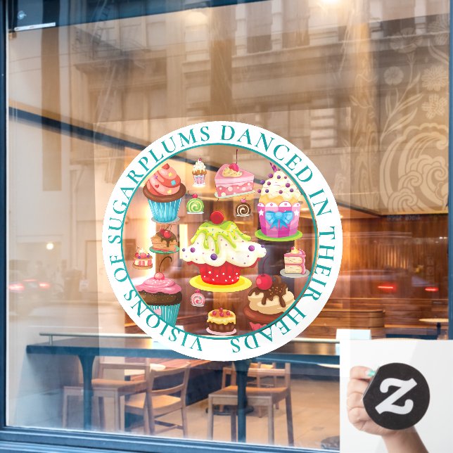 Vinilos Para Cristales Visiones de ciruelas de azúcar bailadas en la cabe (Ventana de cafetería)