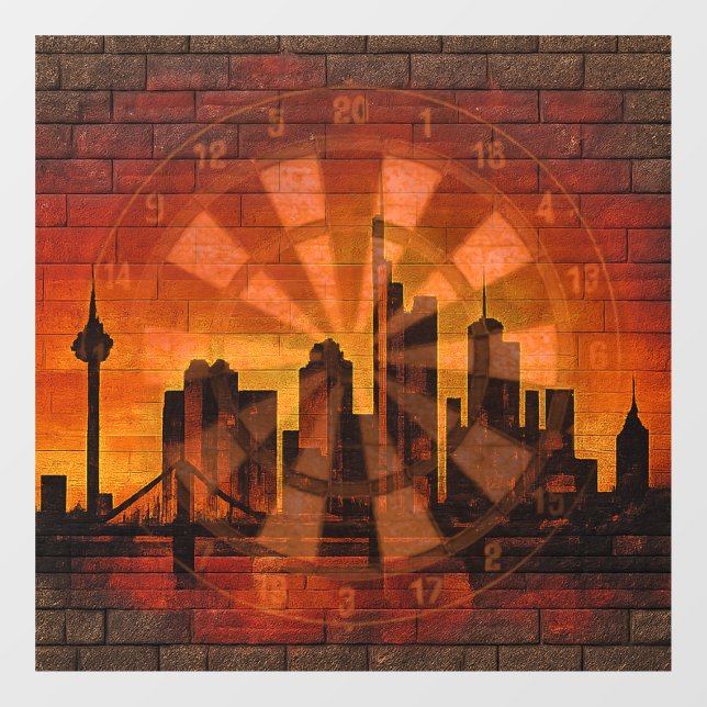 Vinilos Para Cristales Wandmalerei Stadt Dartscheibe Dartboard Dartkunst (Hoja)