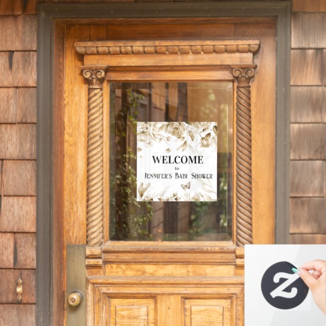 Vinilos Para Cristales Watercolor Sepia Florals Baby Shower Window Cling (Puerta de casa)