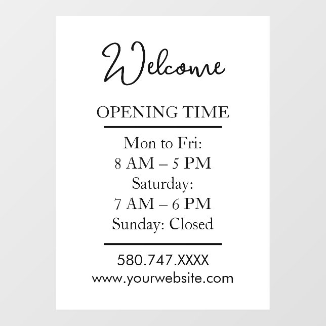 Vinilos Para Cristales Welcome Open Hours Logo QR Biz door sign (Hoja)