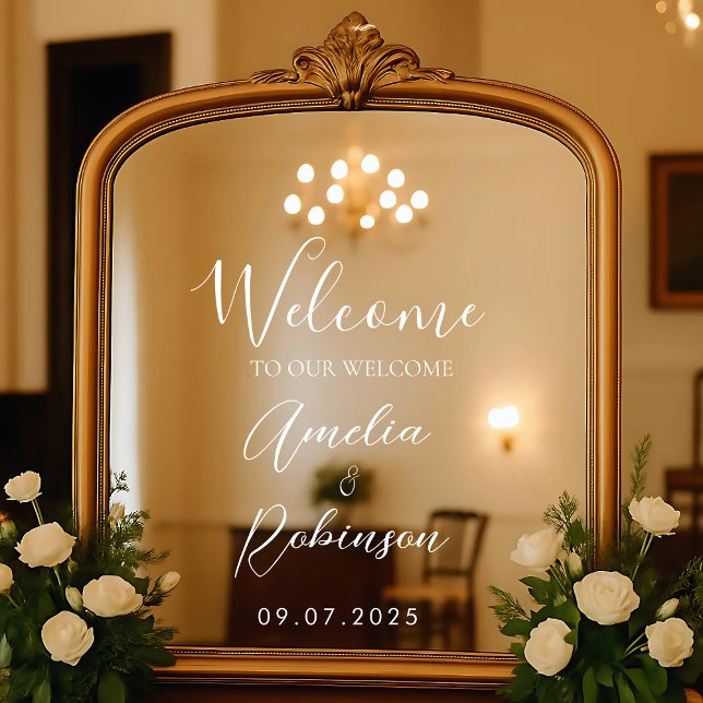 Vinilos Para Cristales Welcome Wedding Mirror Sign Vinyl Lettering Elegan (Subido por el creador)
