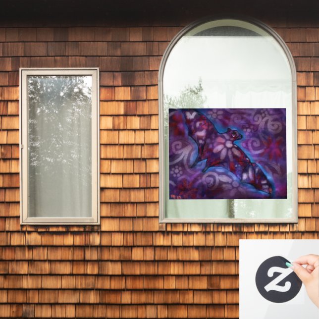 Vinilos Para Cristales Whimsical Halloween Bat Resumen Azul morado (Ventana de inicio)