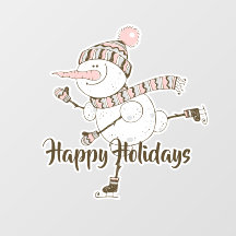 Whimsical Ice Sking Snowmen Personalizable