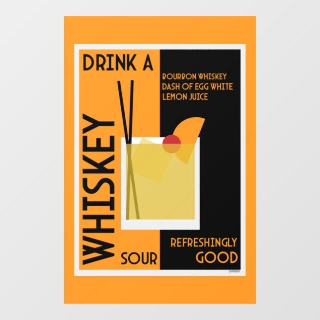 Vinilos Para Cristales Whiskey Sour Cocktail Napkin (Hoja)