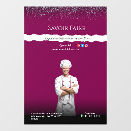 Vinilos Para Cristales White Black Chef Restaurants and Food Lovers