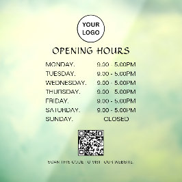 Vinilos Para Cristales White Business Opening Hours Modern Script Qr 